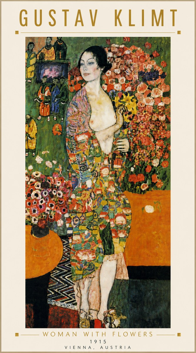 Klimt Woman with Flowers No6 - Póster