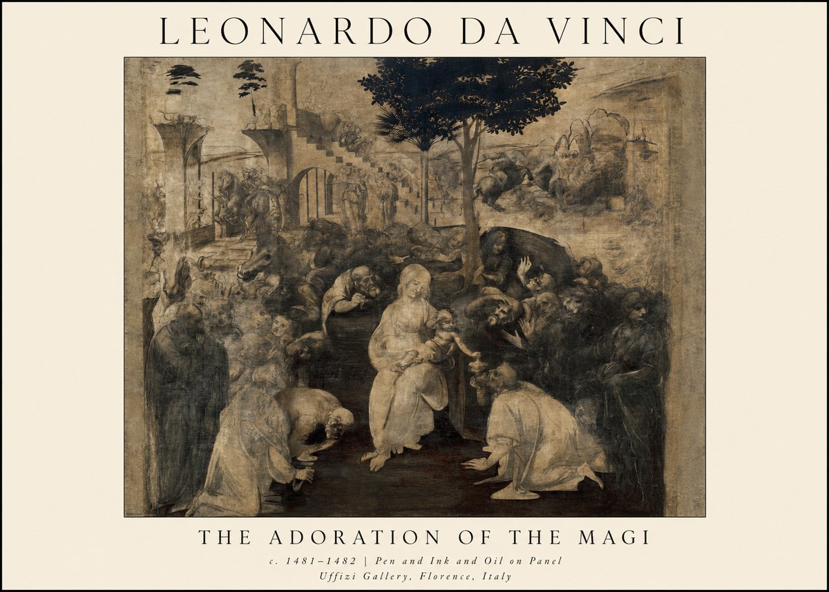 Leonardo da Vinci The Adoration of the Magi No1 - Póster