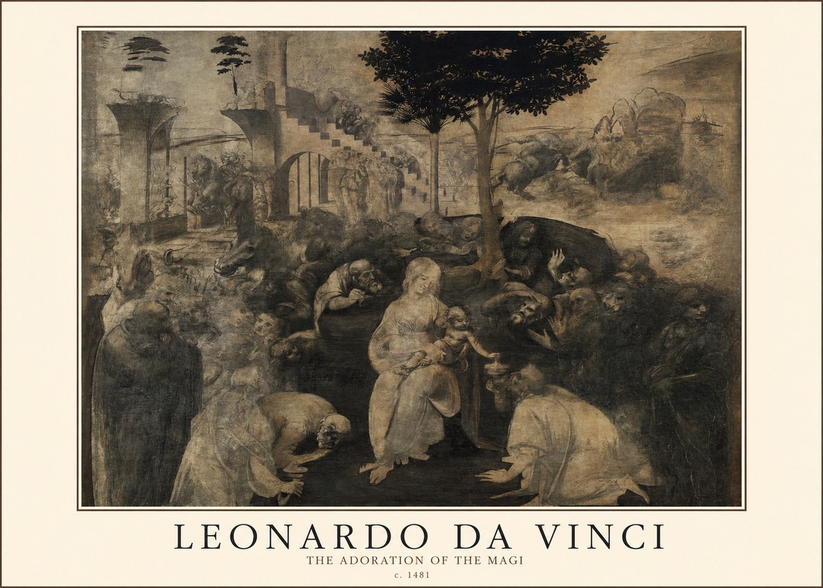 Leonardo da Vinci The Adoration of the Magi No2 - Póster