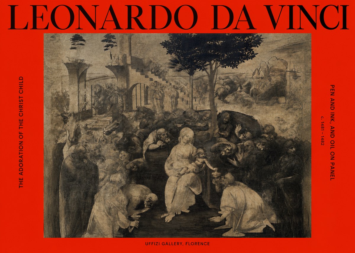Leonardo da Vinci The Adoration of the Magi No6 - Póster