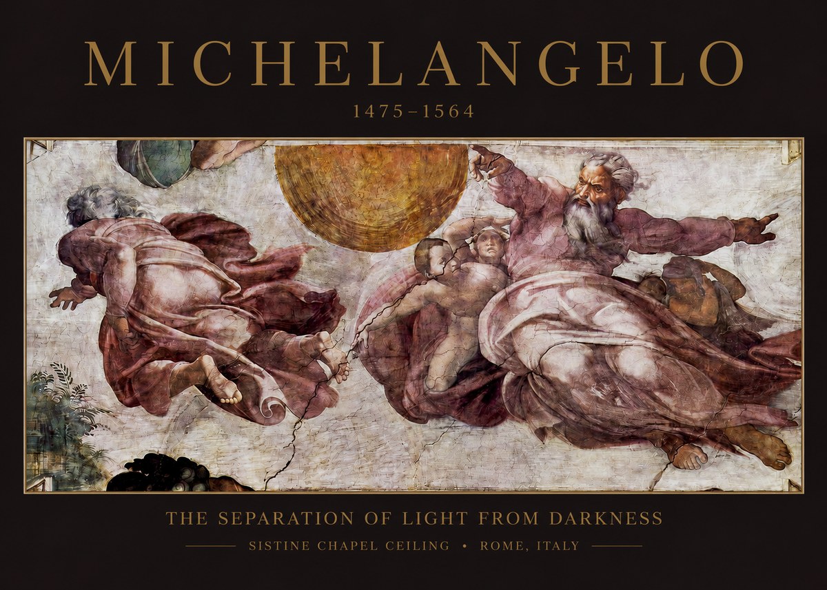 Michelangelo The Separation of Light from Darkness No2 - Póster
