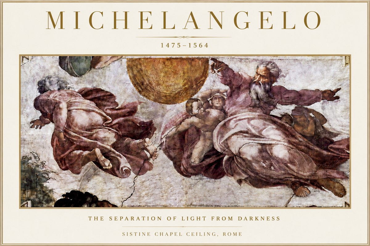 Michelangelo The Separation of Light from Darkness No4 - Póster