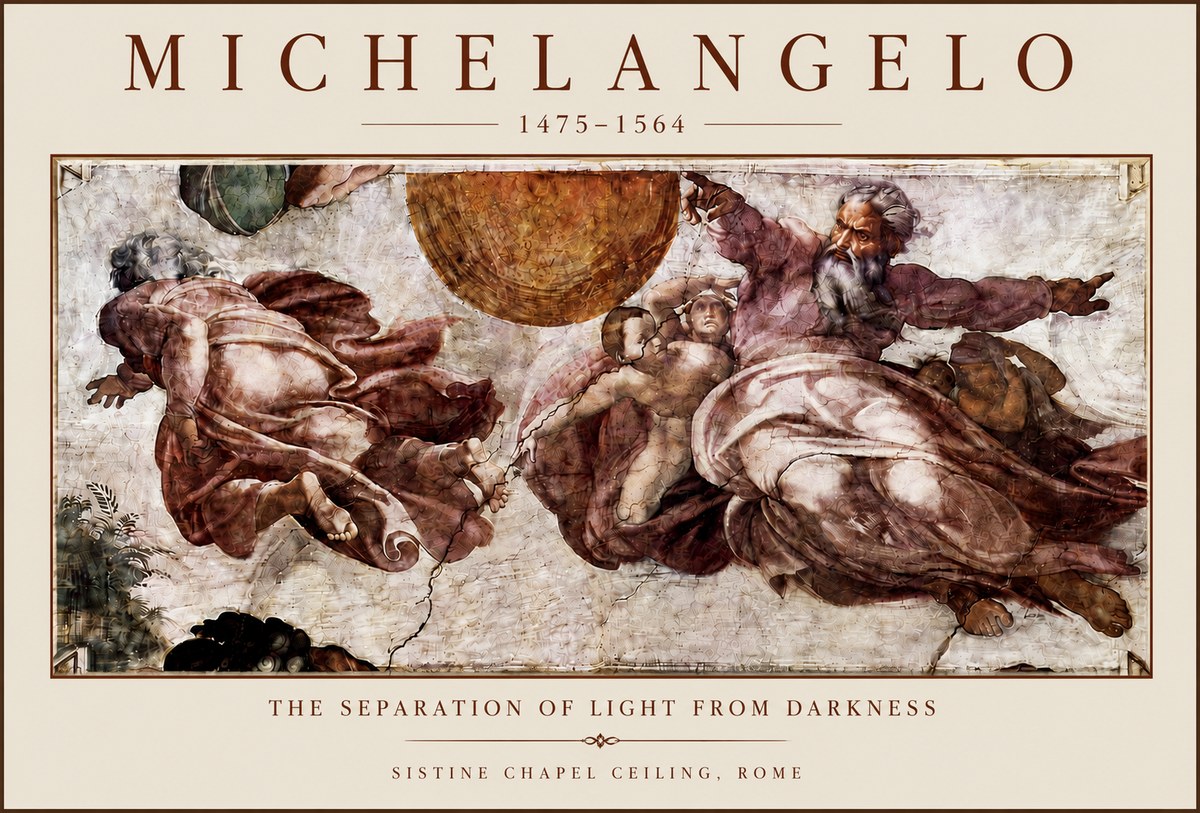 Michelangelo The Separation of Light from Darkness No5 - Póster