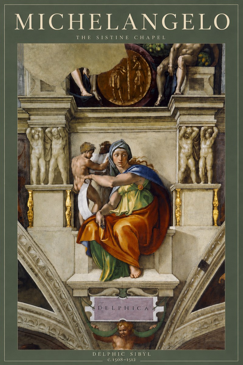 Michelangelo Delphic Sibyl No4 - Póster