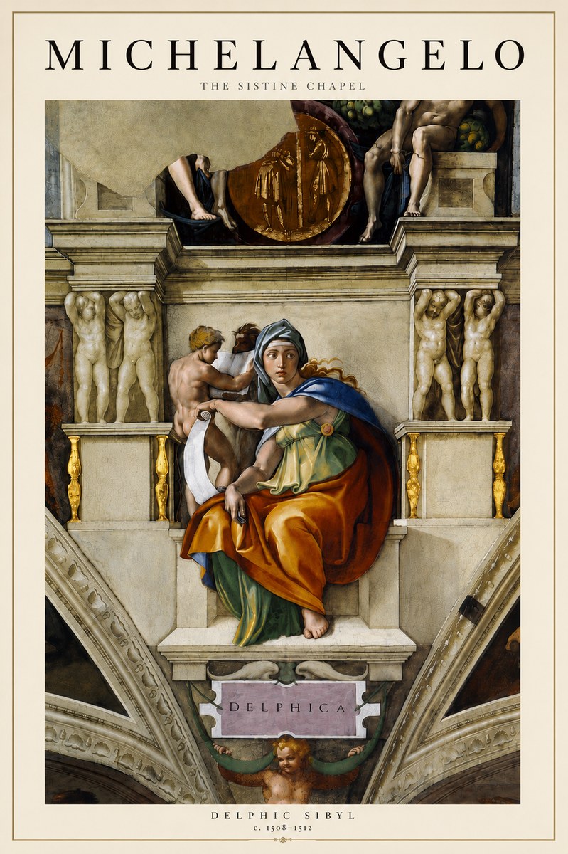 Michelangelo Delphic Sibyl No5 - Póster
