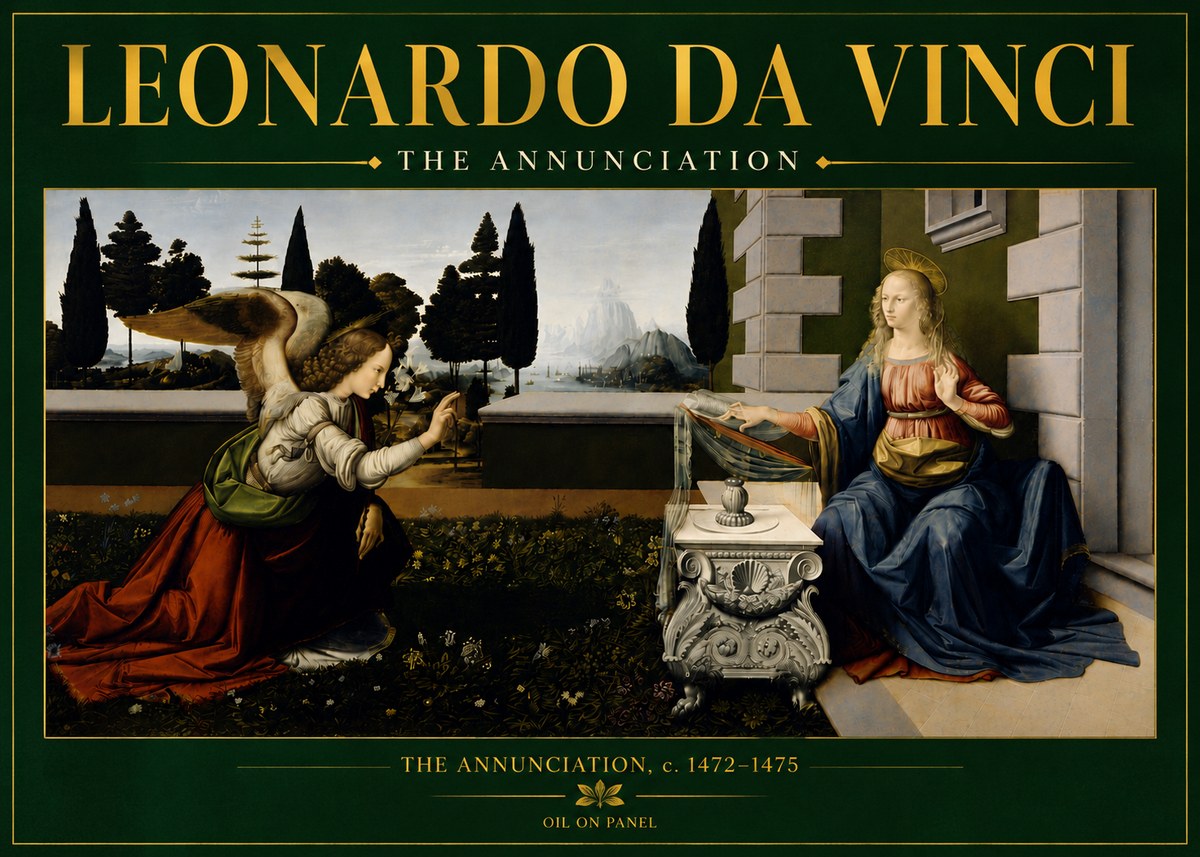 Leonardo da Vinci The Annunciation No5 - Póster