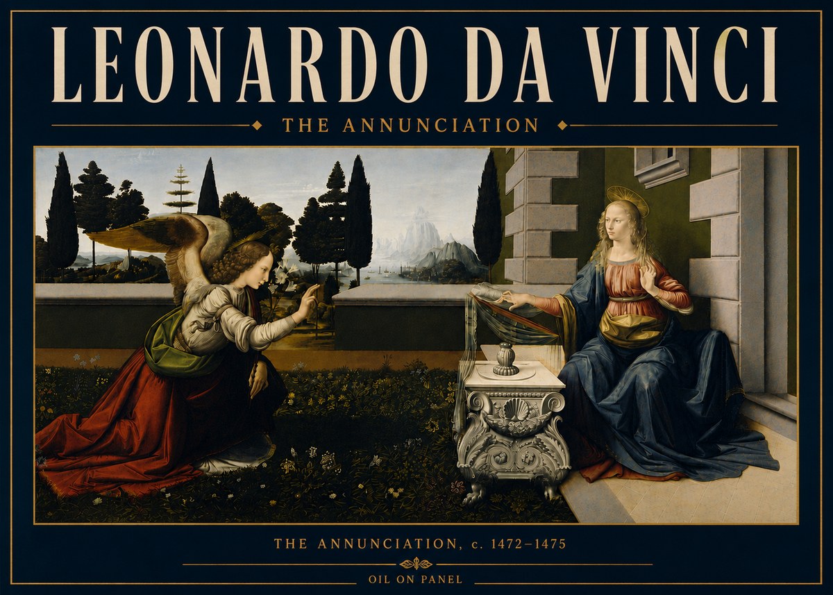 Leonardo da Vinci The Annunciation No6 - Póster