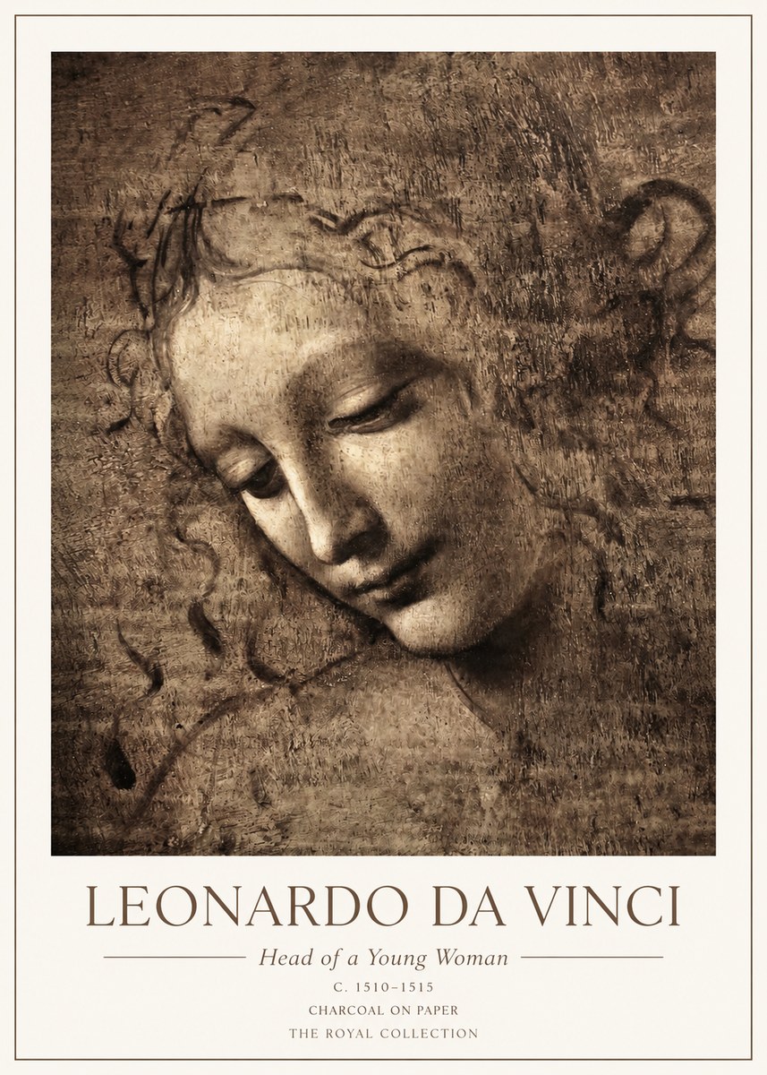 Leonardo da Vinci Head of a Young Woman II No1 - Póster