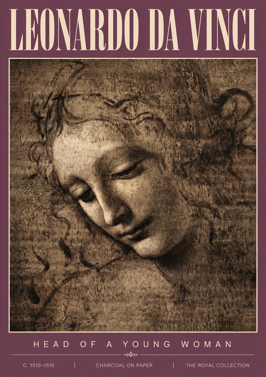 Leonardo da Vinci Head of a Young Woman II No4 - Póster