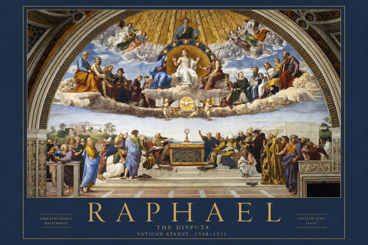 Raphael The Disputation of the Holy Sacrament No2 - Póster