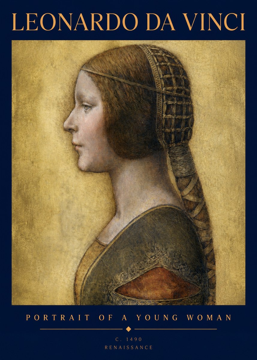 Leonardo da Vinci Portrait of a Young Woman II No2 - Póster