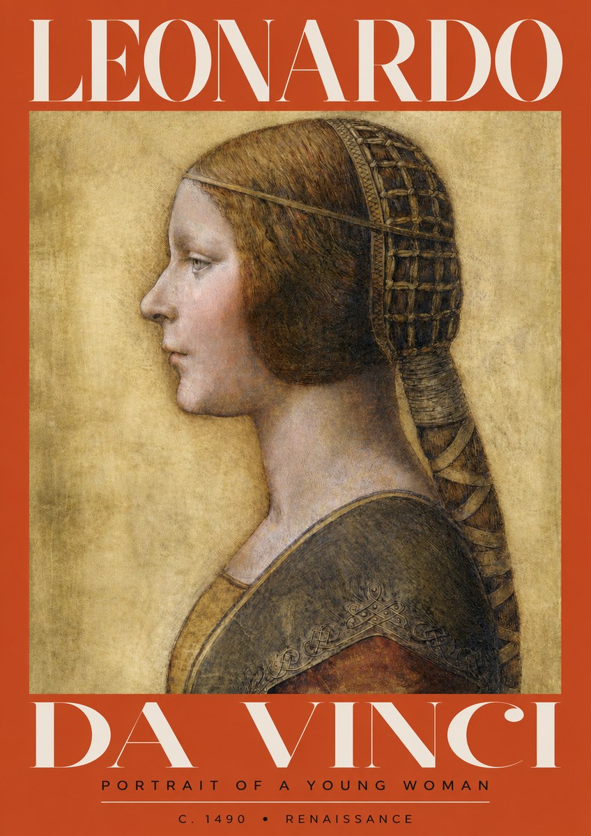 Leonardo da Vinci Portrait of a Young Woman II No3 - Póster
