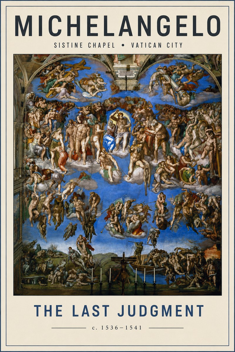 Michelangelo The Last Judgment No5 - Póster