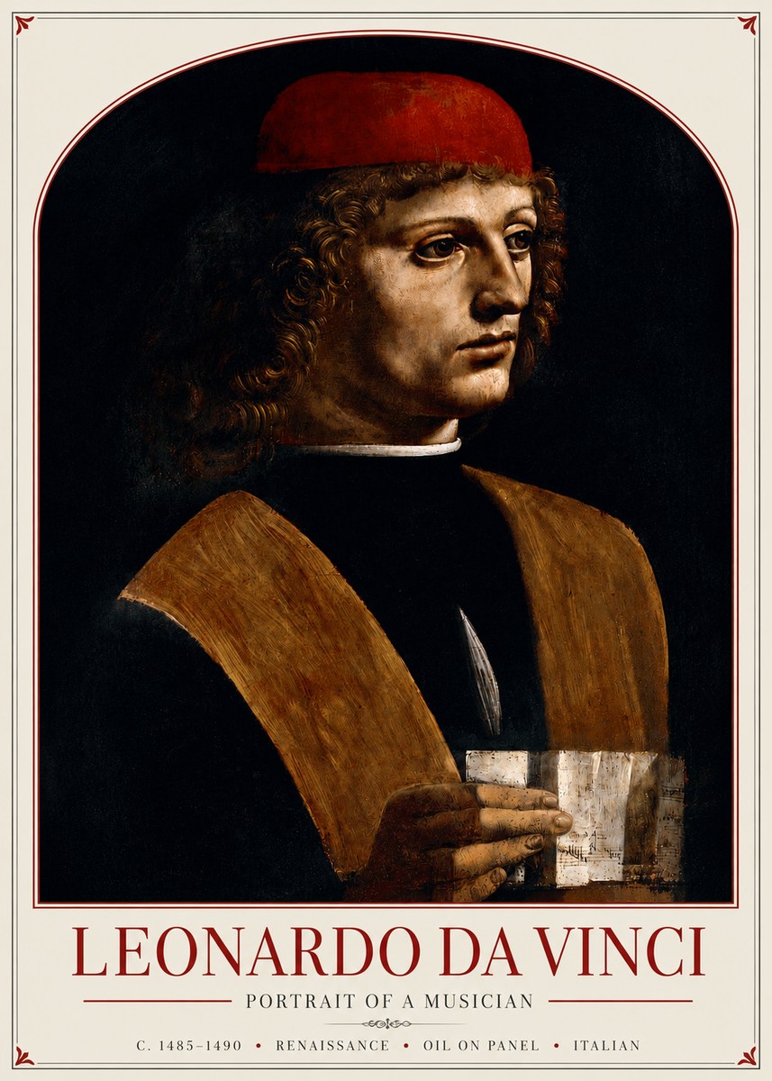 Leonardo da Vinci Portrait of a Musician No3 - Póster