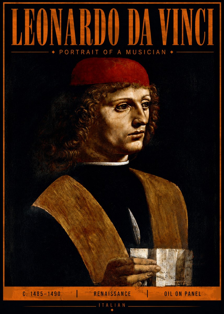 Leonardo da Vinci Portrait of a Musician No4 - Póster