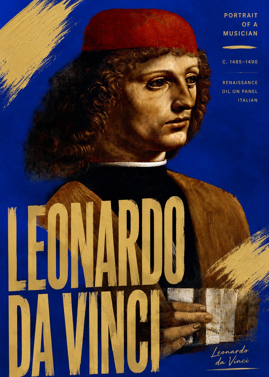 Leonardo da Vinci Portrait of a Musician No5 - Póster