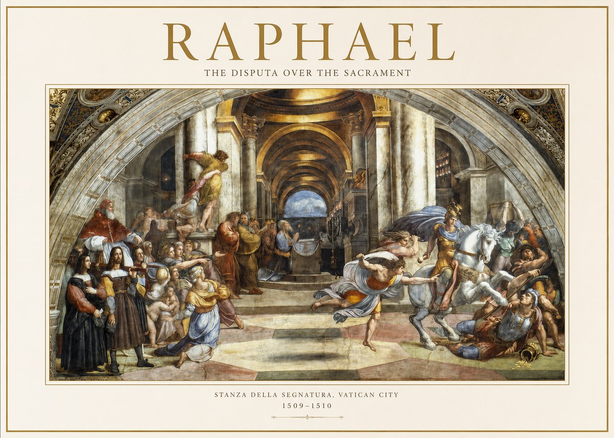 Raphael The Disputa over the Sacrament No1 - Póster
