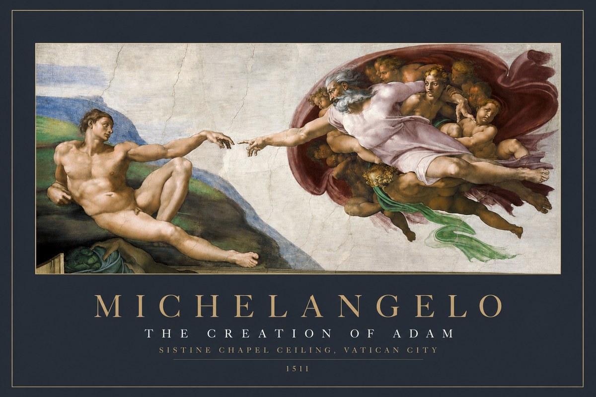 Michelangelo The Creation of Adam No2 - Póster