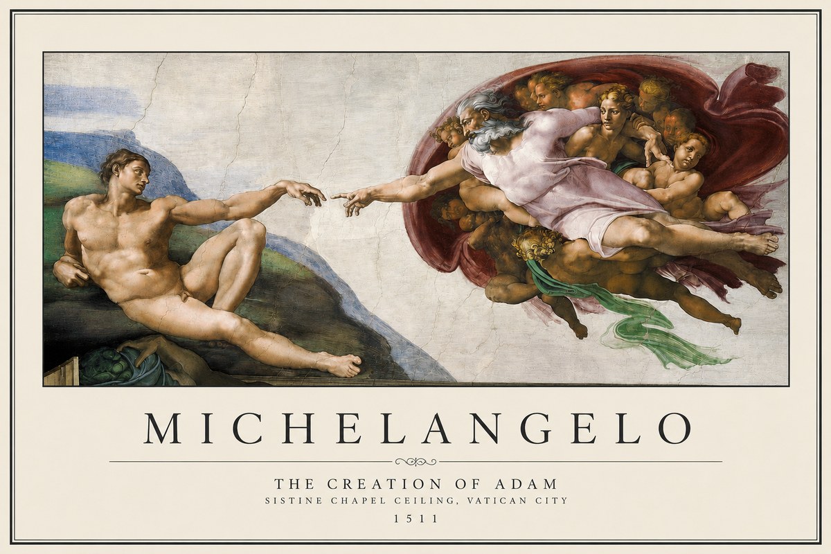 Michelangelo The Creation of Adam No3 - Póster