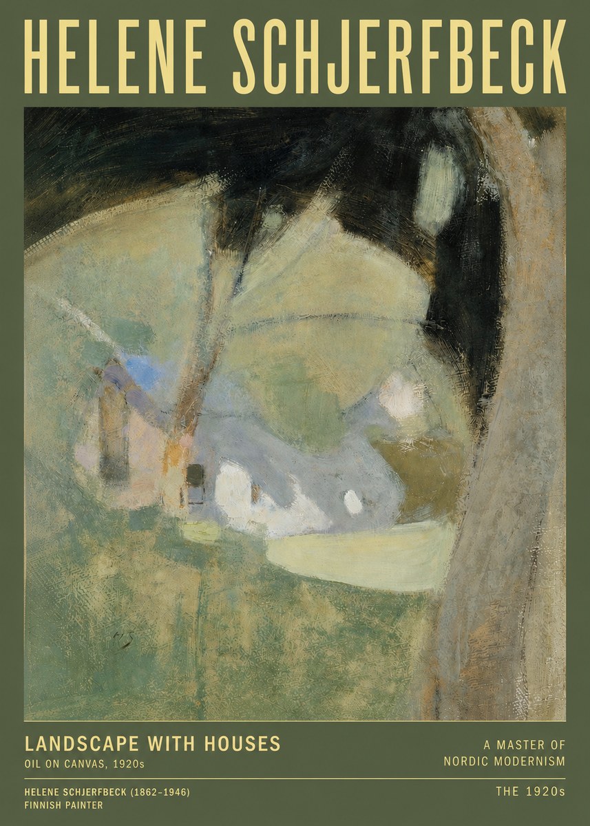 Helene Schjerfbeck Landscape with Houses No3 - Póster