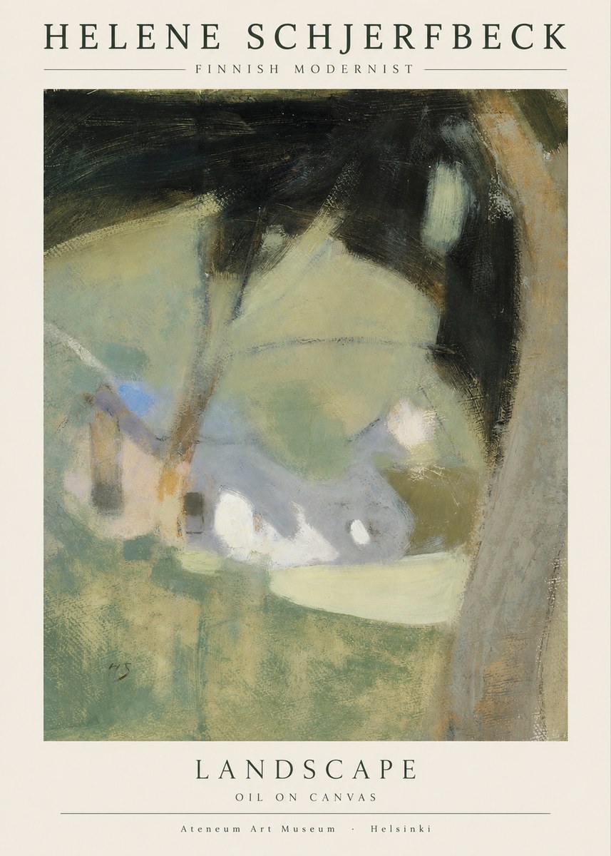 Helene Schjerfbeck Landscape with Houses No4 - Póster