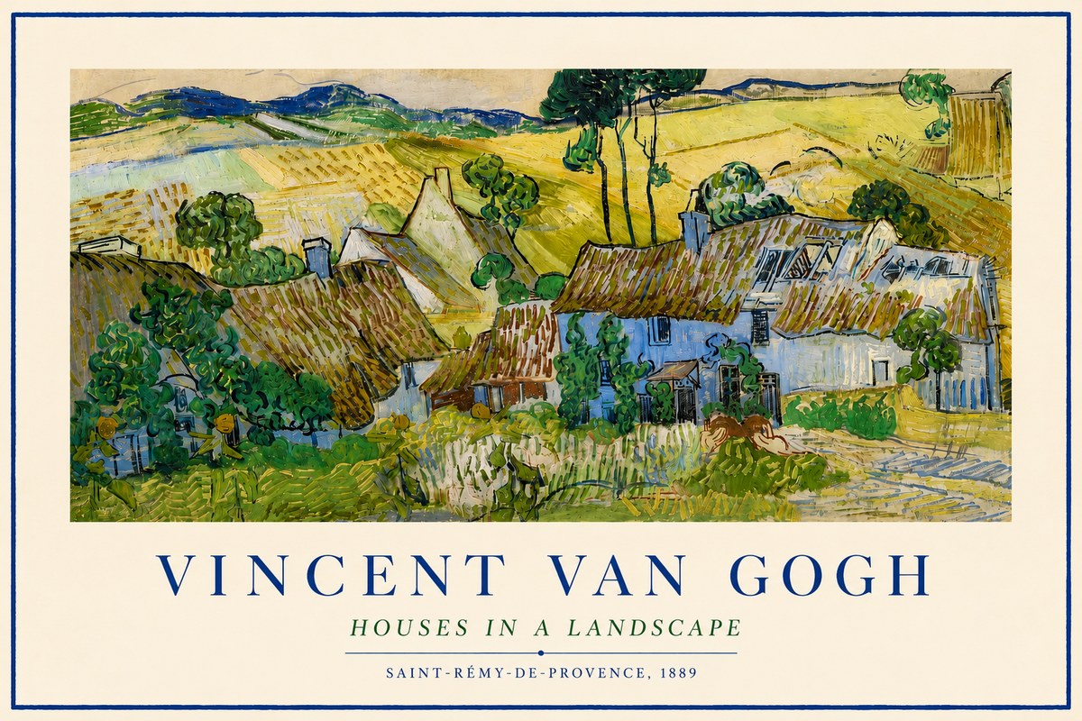 Van Gogh Houses in a Landscape No3 - Póster