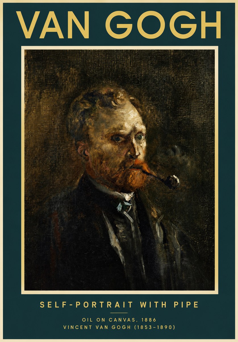 Van Gogh Self-portrait with Pipe No3 - Póster