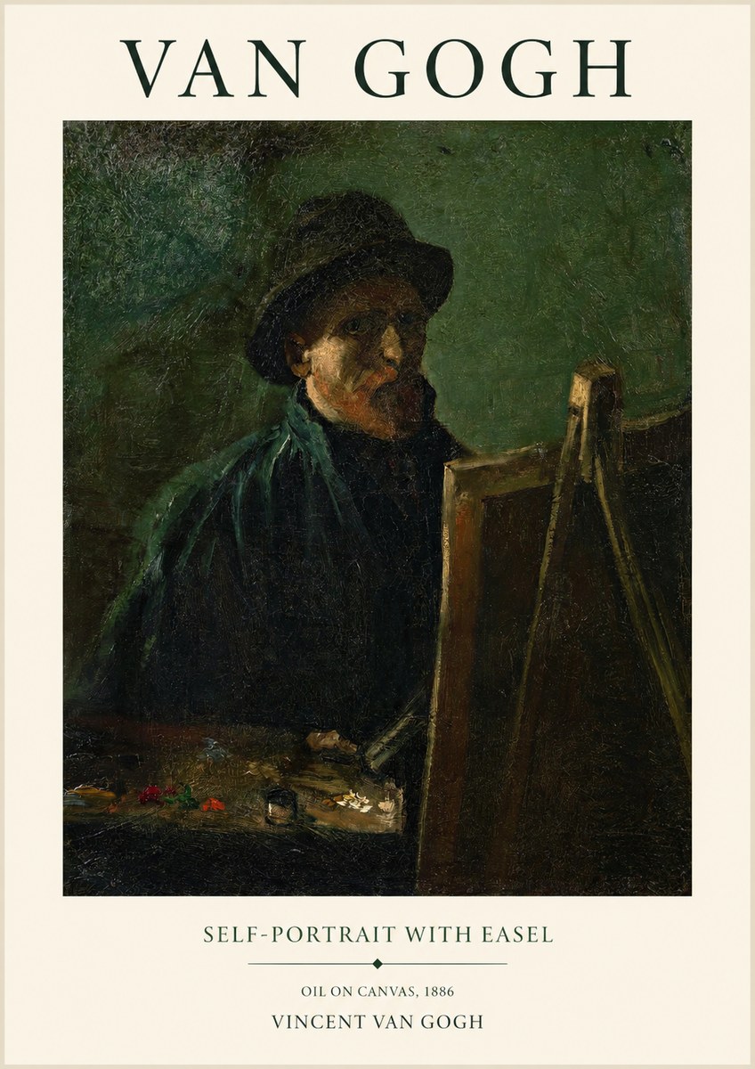 Van Gogh Self-portrait with Easel II No1 - Póster