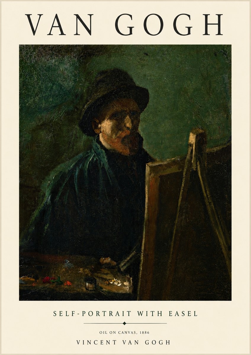 Van Gogh Self-portrait with Easel II No3 - Póster