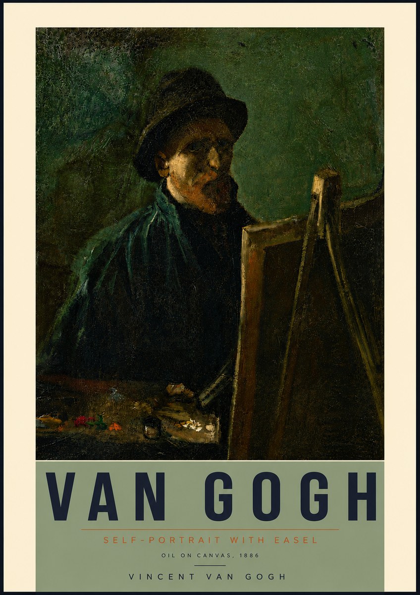 Van Gogh Self-portrait with Easel II No4 - Póster