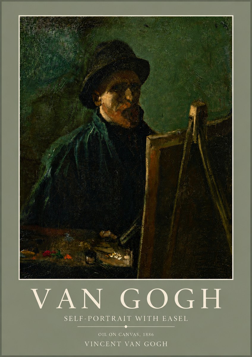 Van Gogh Self-portrait with Easel II No5 - Póster
