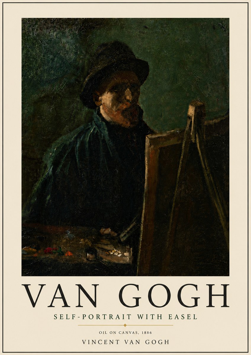 Van Gogh Self-portrait with Easel II No6 - Póster