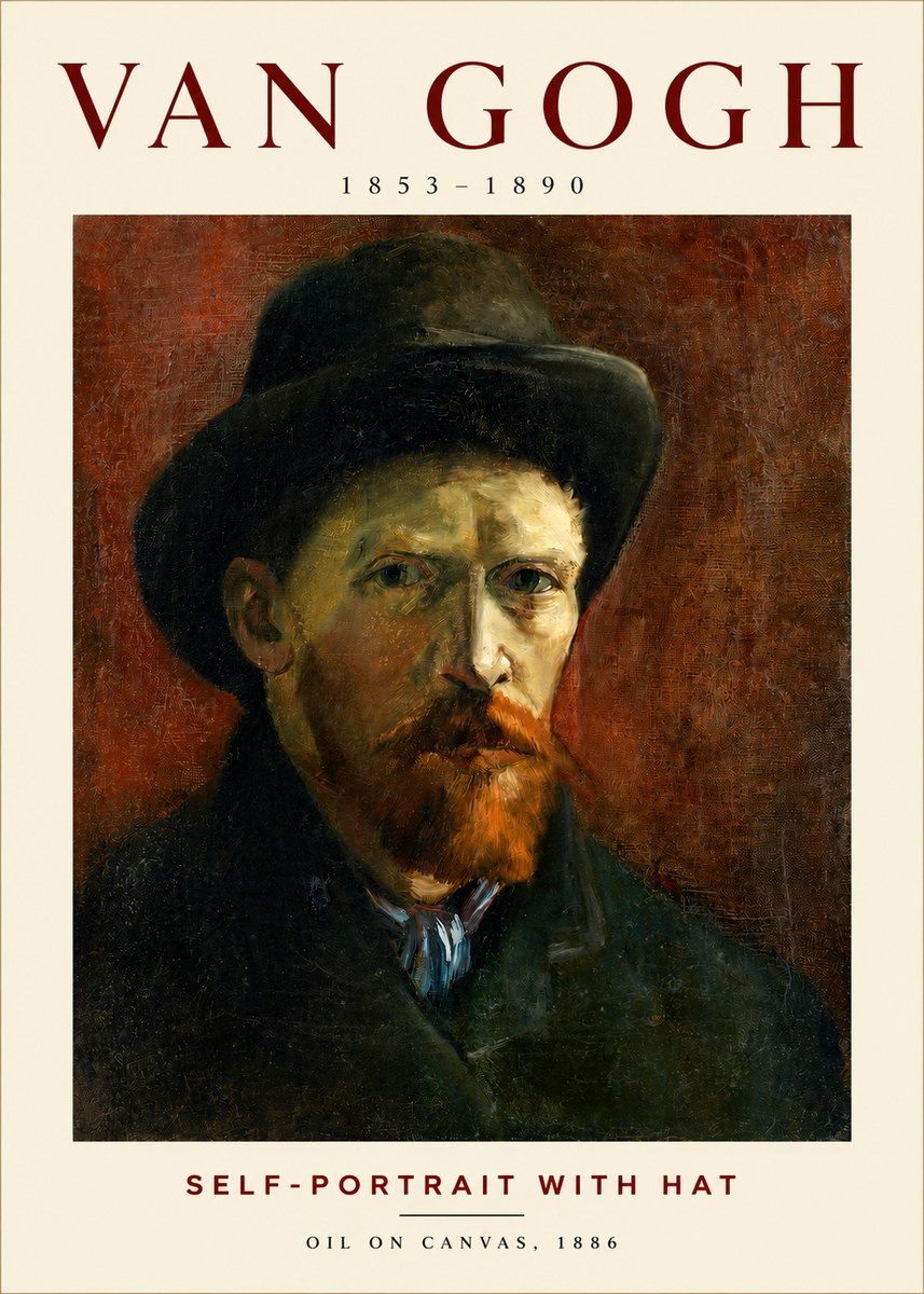 Van Gogh Self-portrait with Hat No2 - Póster