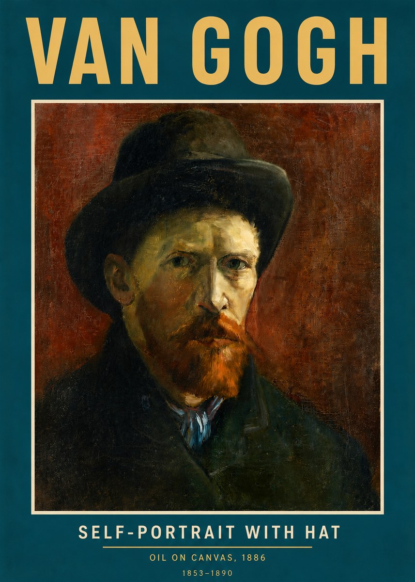 Van Gogh Self-portrait with Hat No3 - Póster