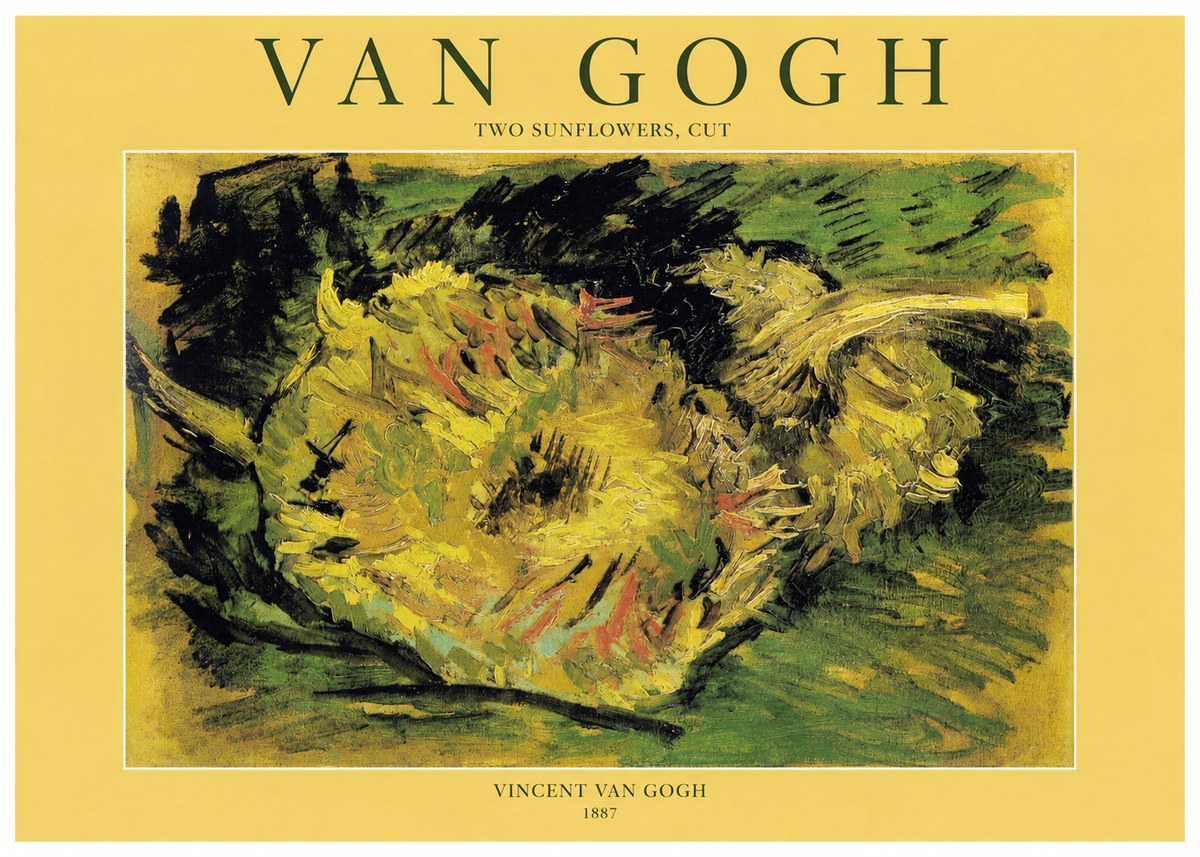 Van Gogh Two Sunflowers, Cut No1 - Póster