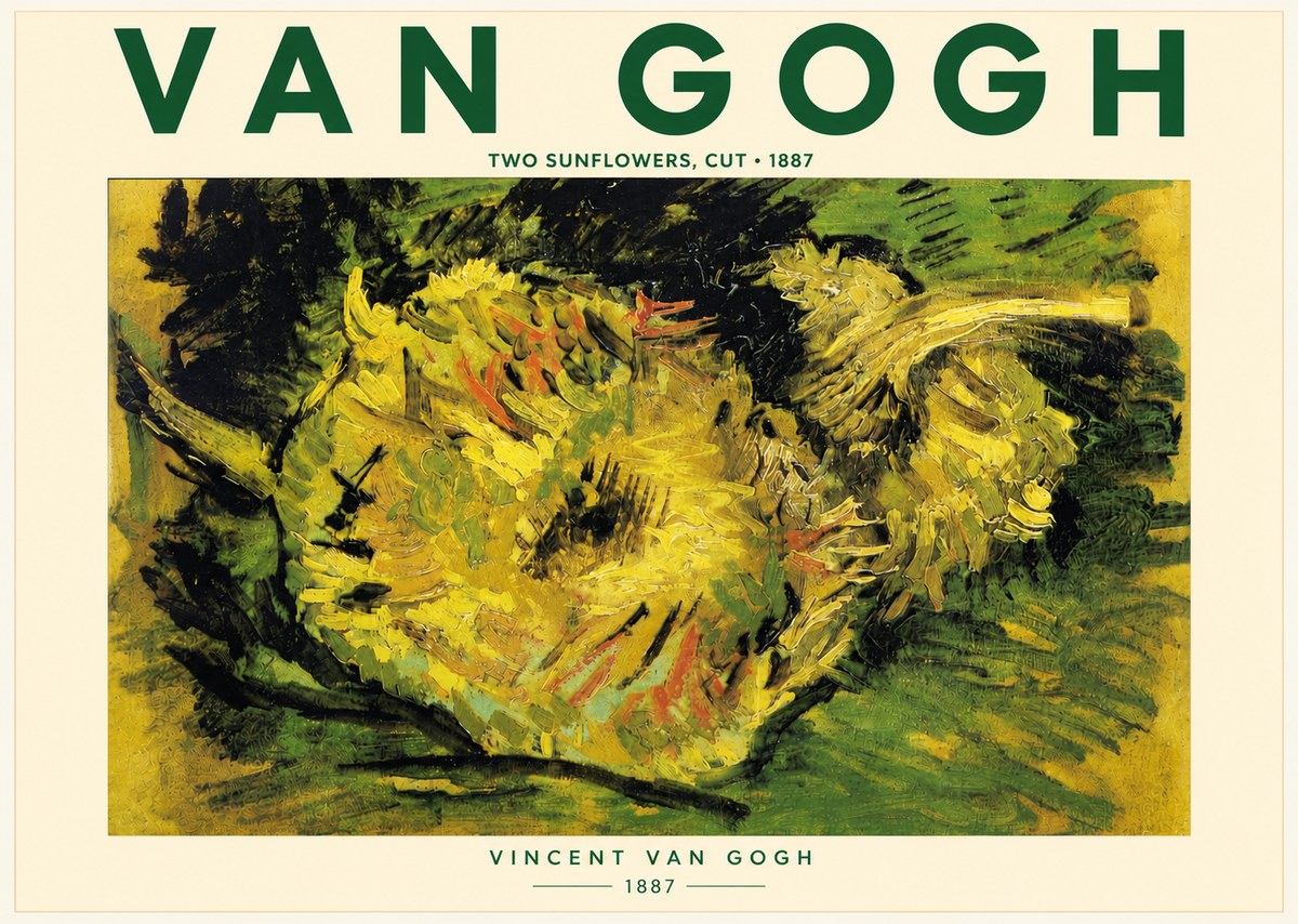 Van Gogh Two Sunflowers, Cut No4 - Póster
