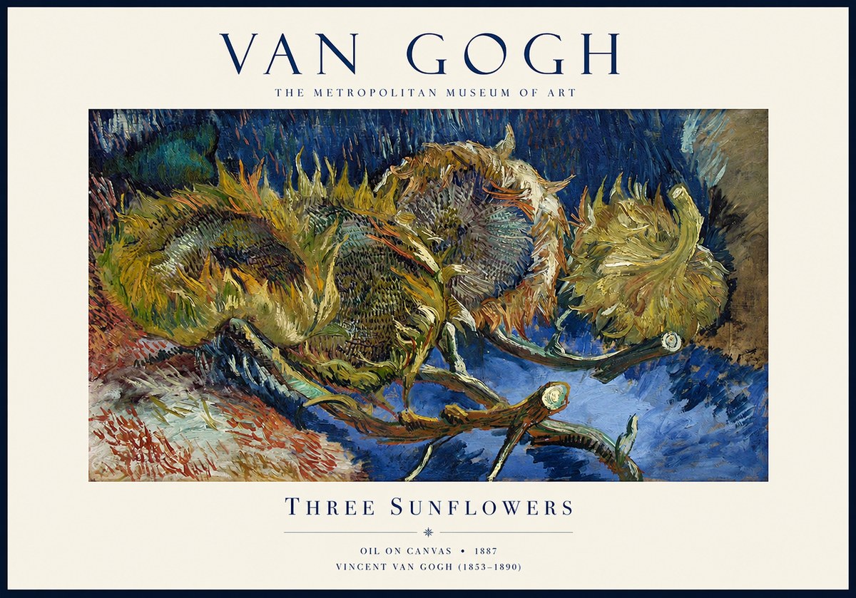 Van Gogh Three Sunflowers No1 - Póster