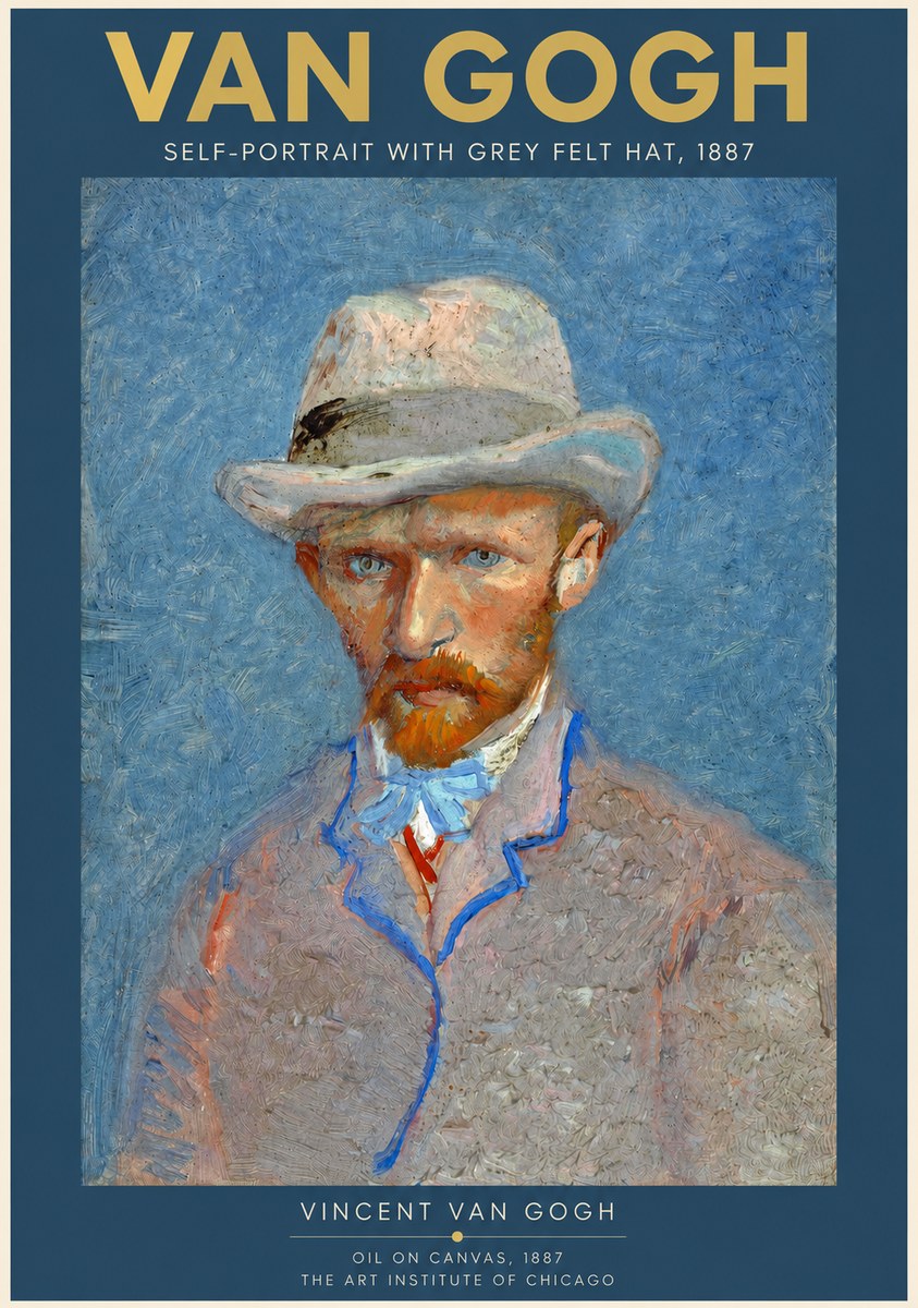 Van Gogh Self-portrait with Grey Felt Hat II No2 - Póster