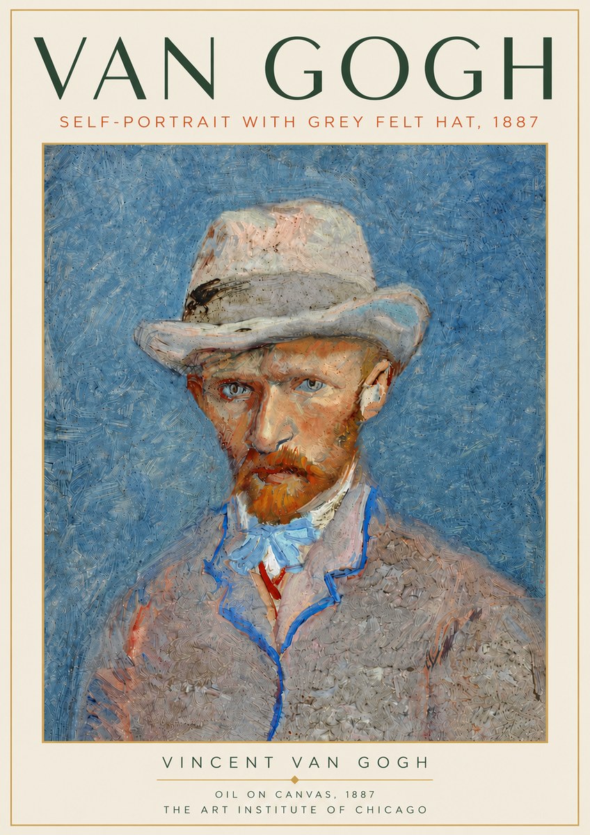 Van Gogh Self-portrait with Grey Felt Hat II No5 - Póster