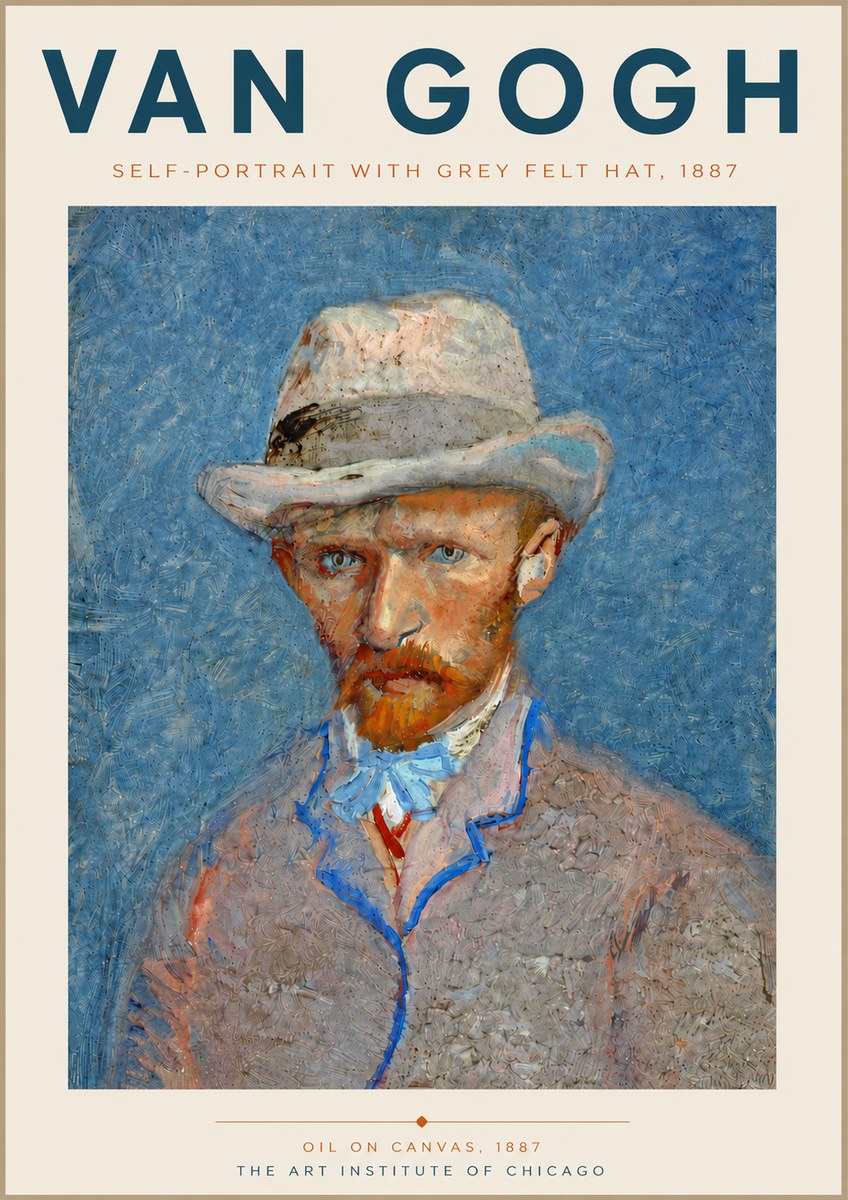 Van Gogh Self-portrait with Grey Felt Hat II No6 - Póster