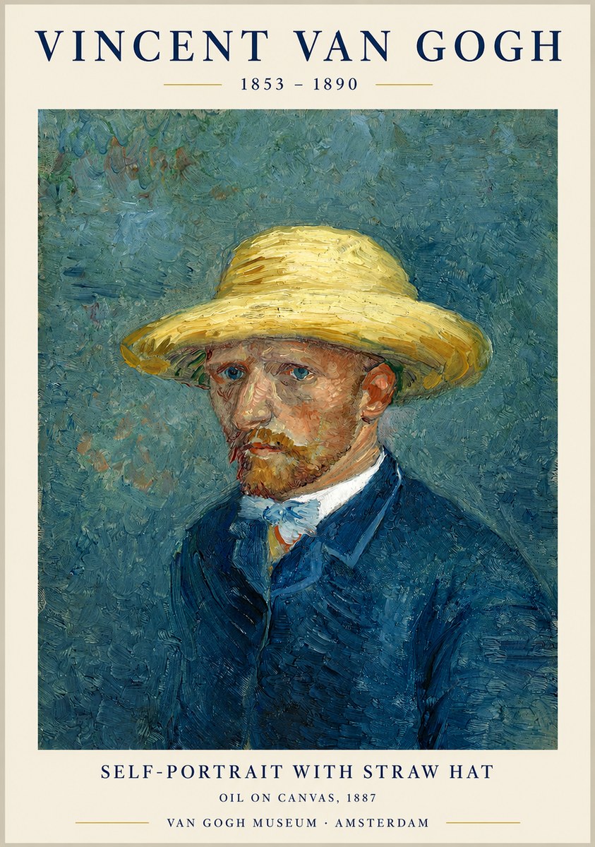Van Gogh Self-portrait with Straw Hat III No1 - Póster