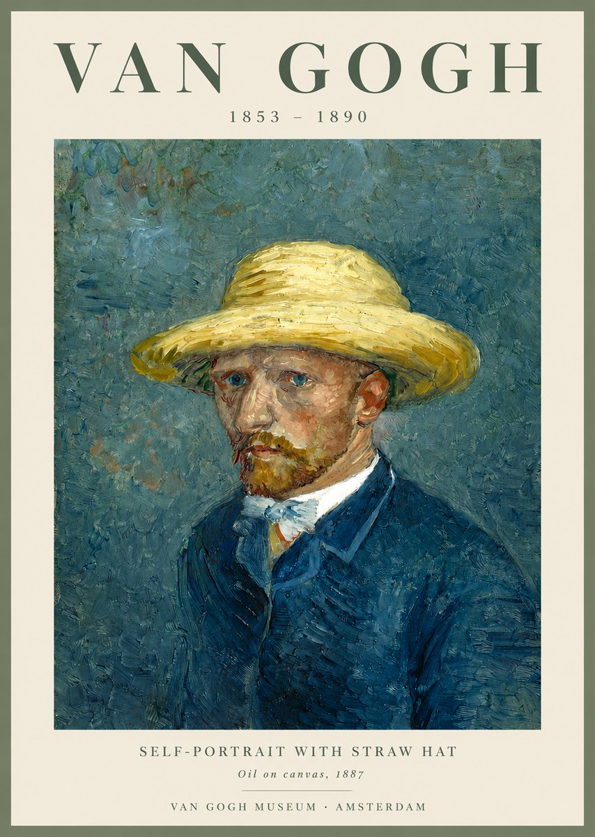 Van Gogh Self-portrait with Straw Hat III No2 - Póster