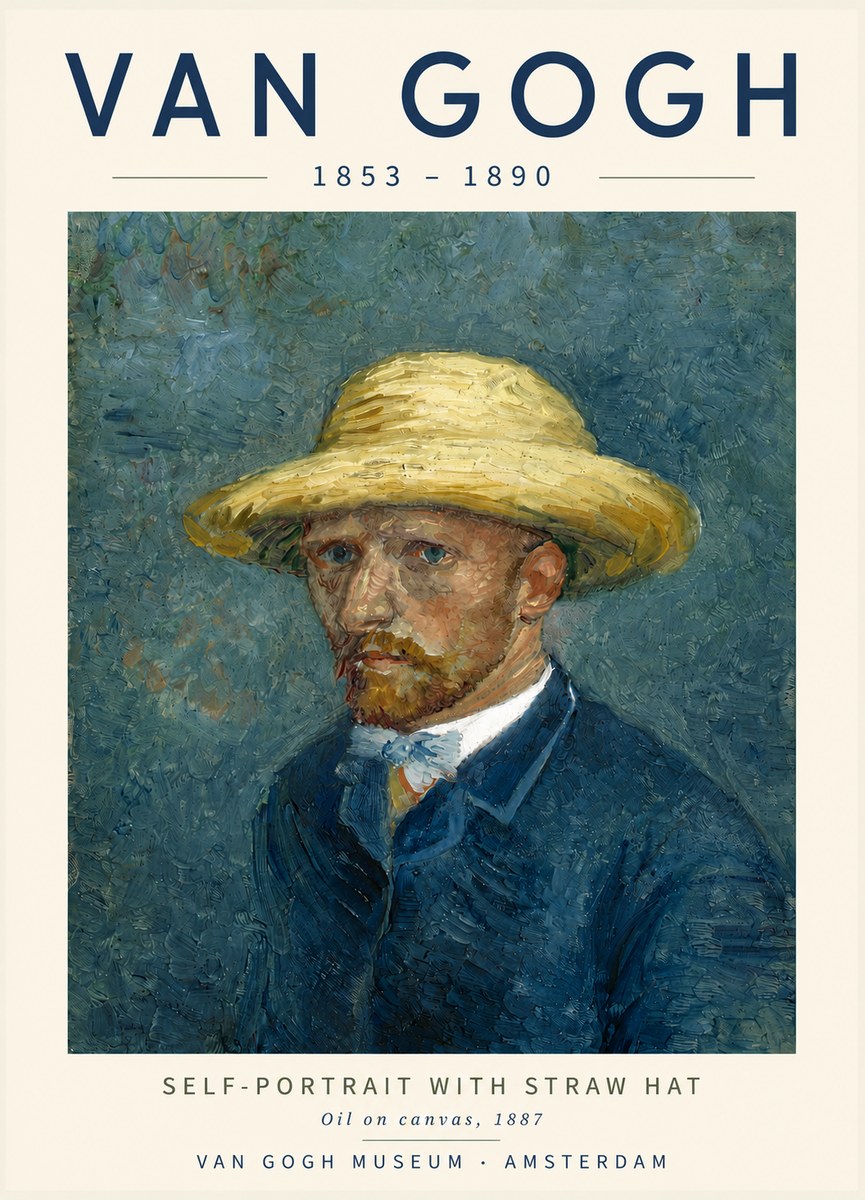 Van Gogh Self-portrait with Straw Hat III No4 - Póster