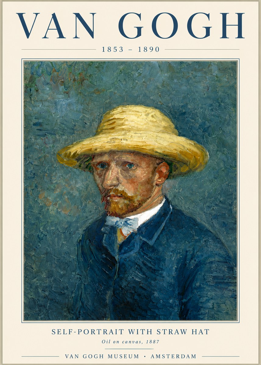 Van Gogh Self-portrait with Straw Hat III No6 - Póster