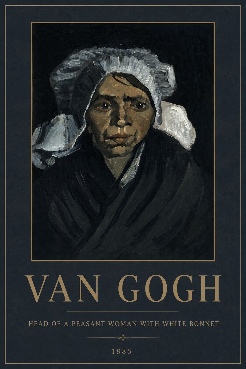 Van Gogh Head of a Peasant Woman with White Bonnet No2 - Póster