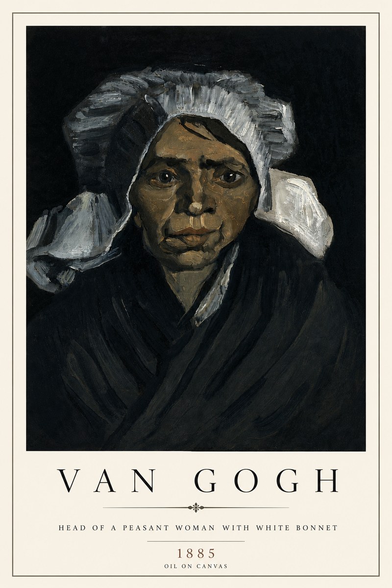 Van Gogh Head of a Peasant Woman with White Bonnet No4 - Póster