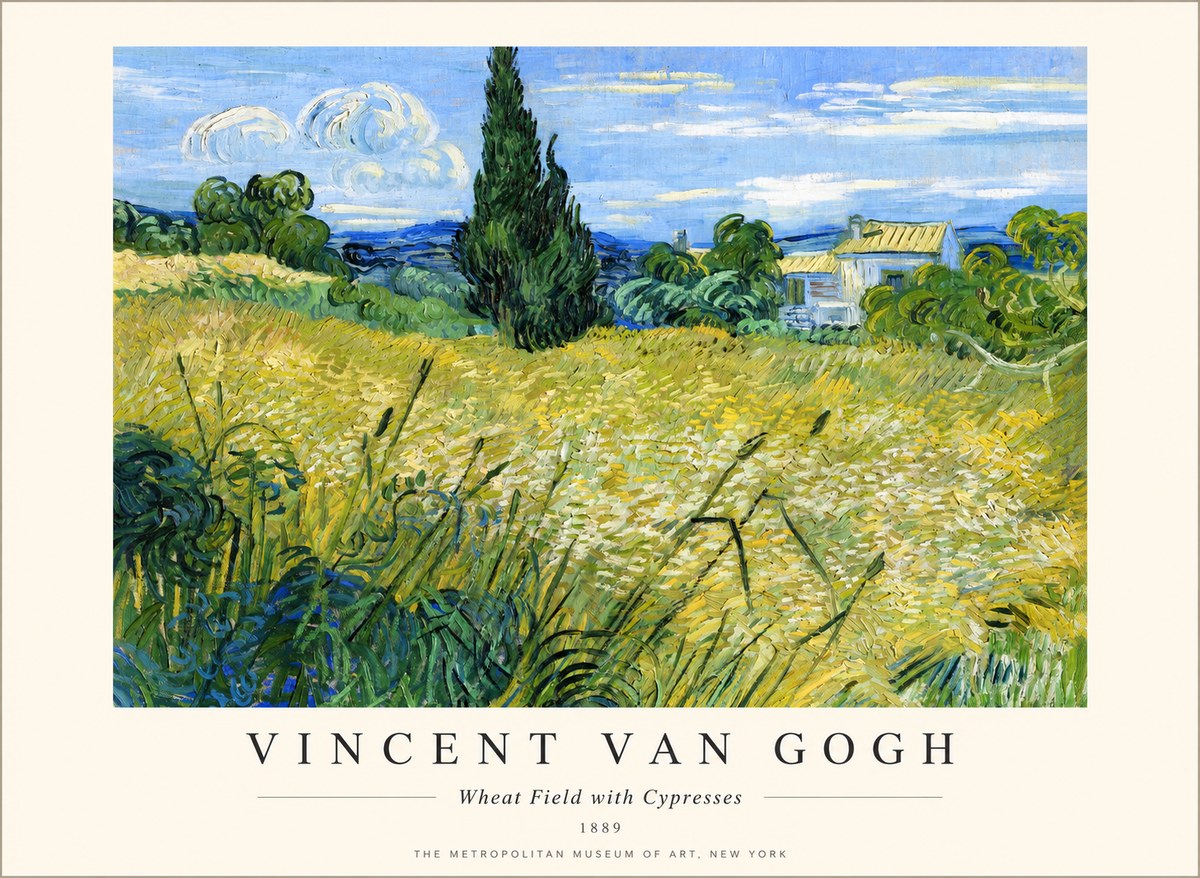 Van Gogh Wheat Field with Cypresses No2 - Póster
