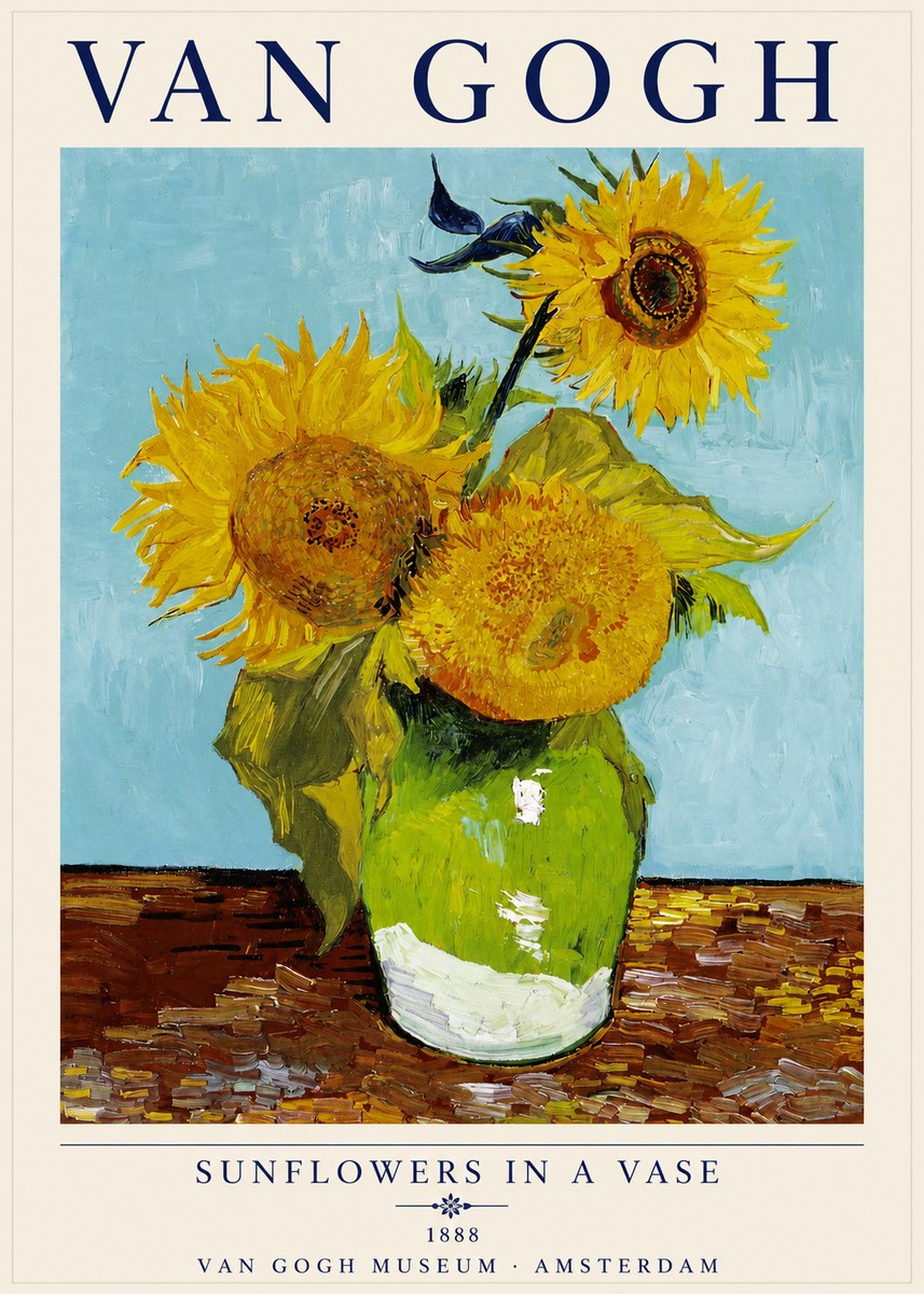 Van Gogh Sunflowers in a Vase No2 - Póster