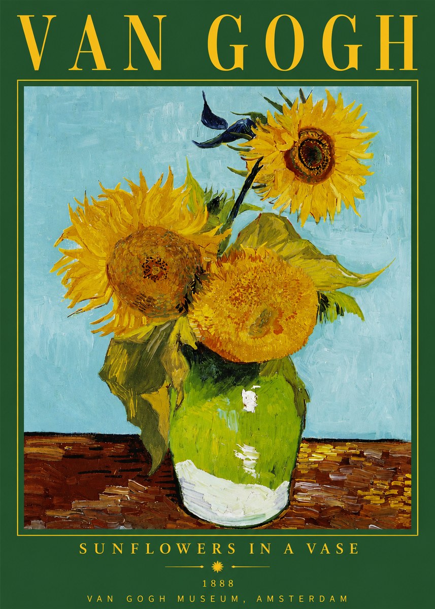 Van Gogh Sunflowers in a Vase No4 - Póster