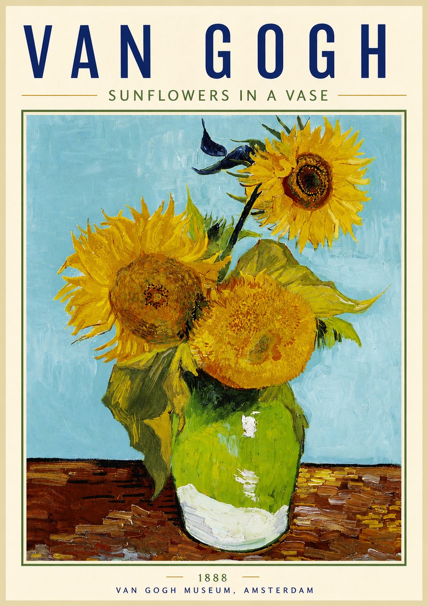 Van Gogh Sunflowers in a Vase No6 - Póster